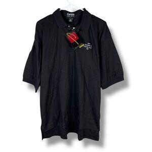 Carlyle Polo Mens L Large Black Dupoint Teflon Embroidery Short Sleeve New